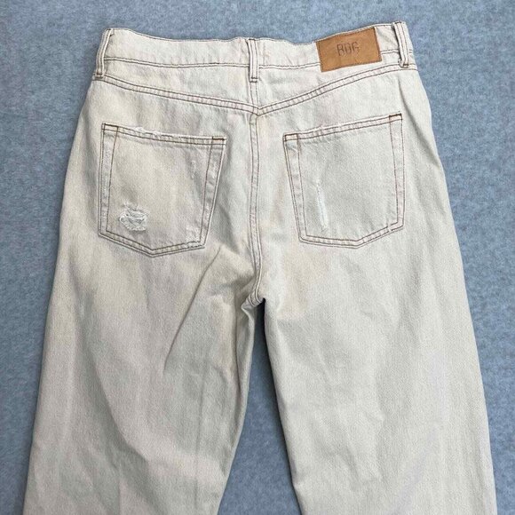 BDG Pax Destroyed Jeans Women 30x32 Ivory Nude Button Fly High Rise Straight Leg - Picture 5 of 13